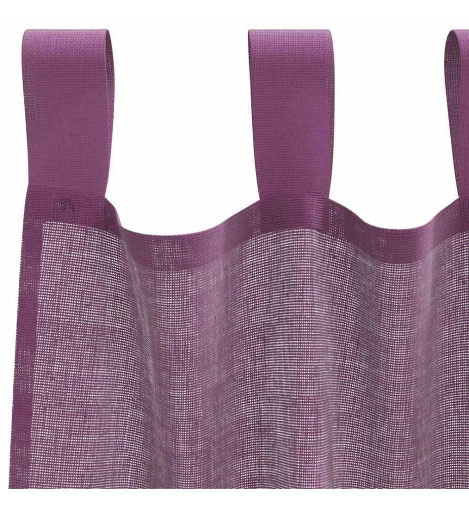Rideaux en voile avec boucles 2 pcs violet 140x140 cm