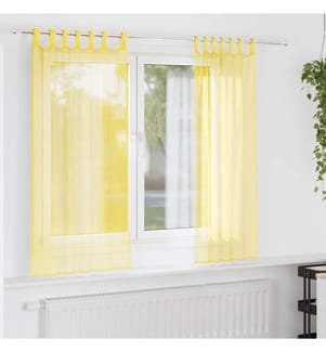 Rideaux en voile avec boucles 2 pcs jaune 140x175 cm