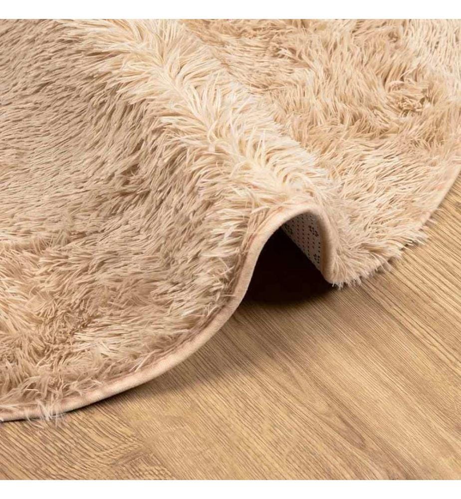 Teppich Shaggy Hochflor NAVARRA Beige 120x120 cm Polyester