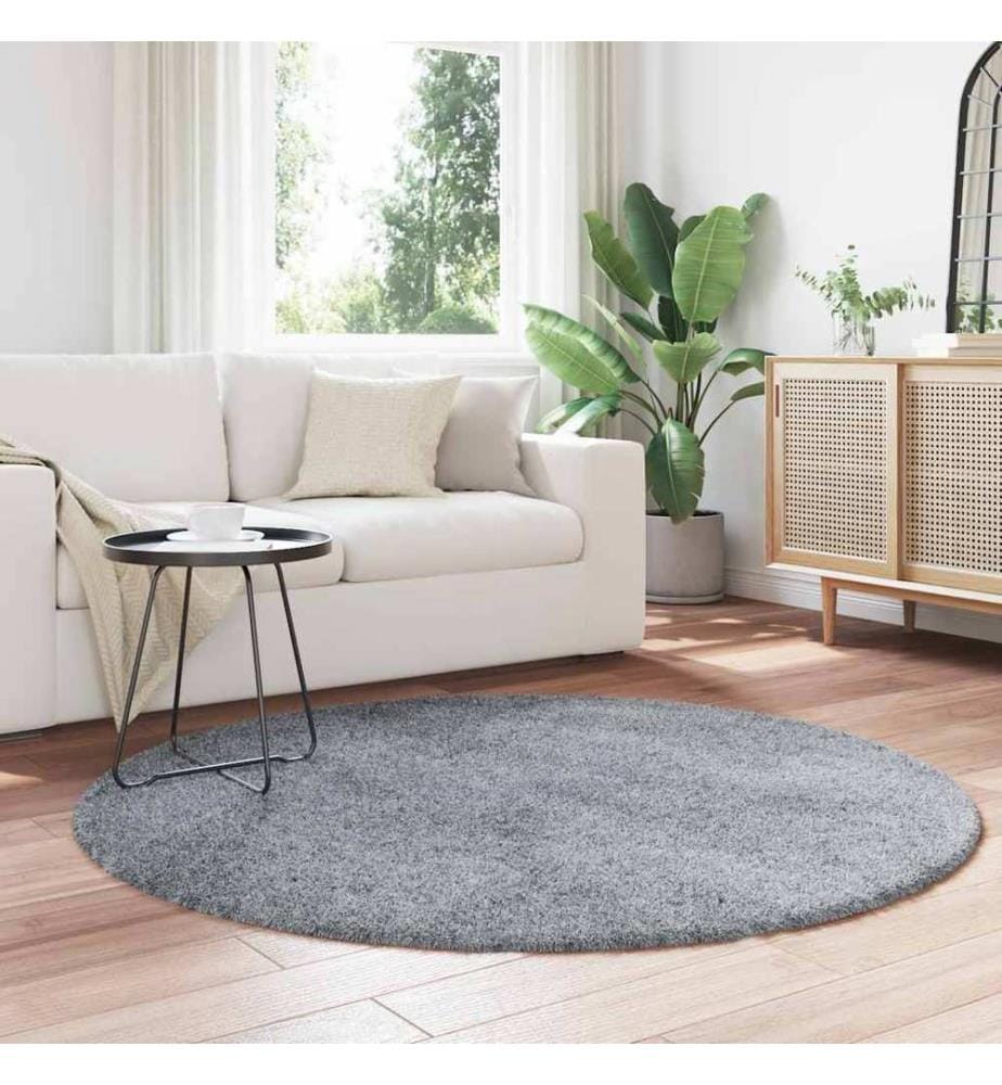 Teppich Shaggy Hochflor NAVARRA Hellgrau 160x160 cm Polyester