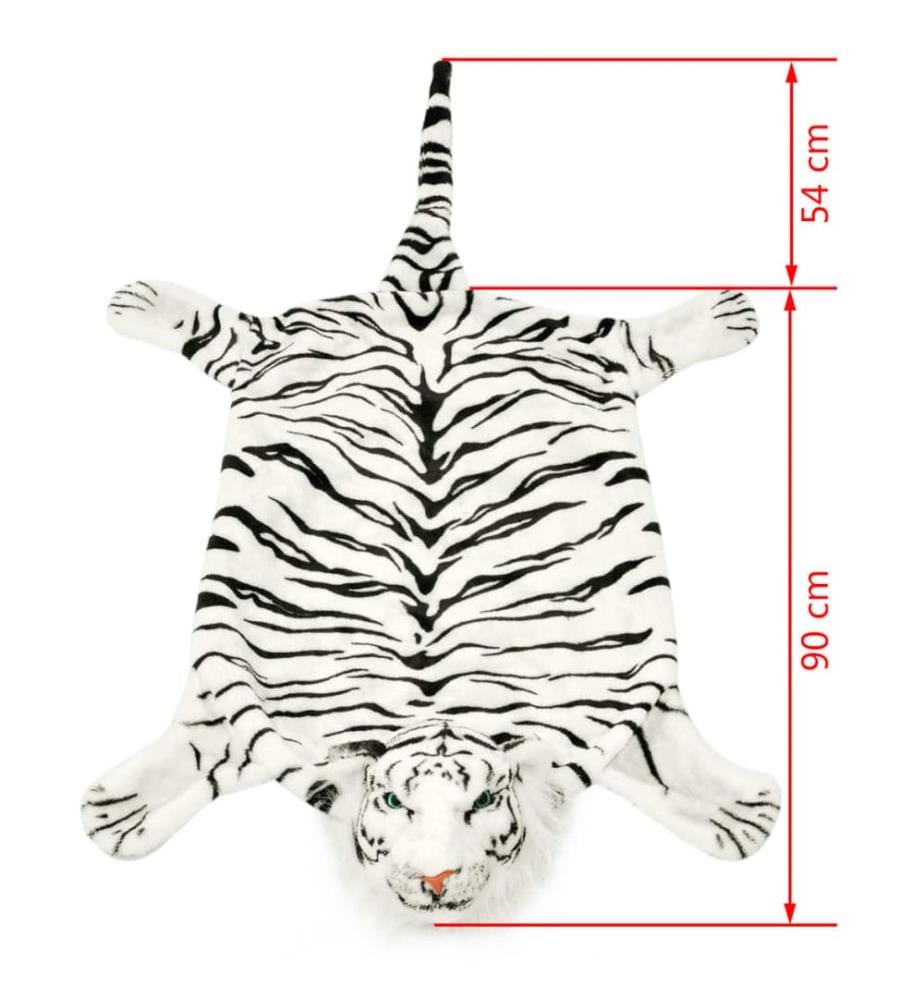 Tapis en peluche en forme de tigre 144 cm Blanc