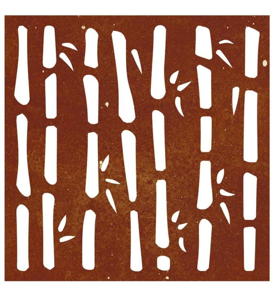 Garten-Wanddeko 55x55 cm Cortenstahl Bambus-Design