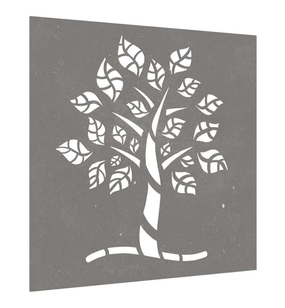 Garten-Wanddeko 55x55 cm Cortenstahl Baum-Design