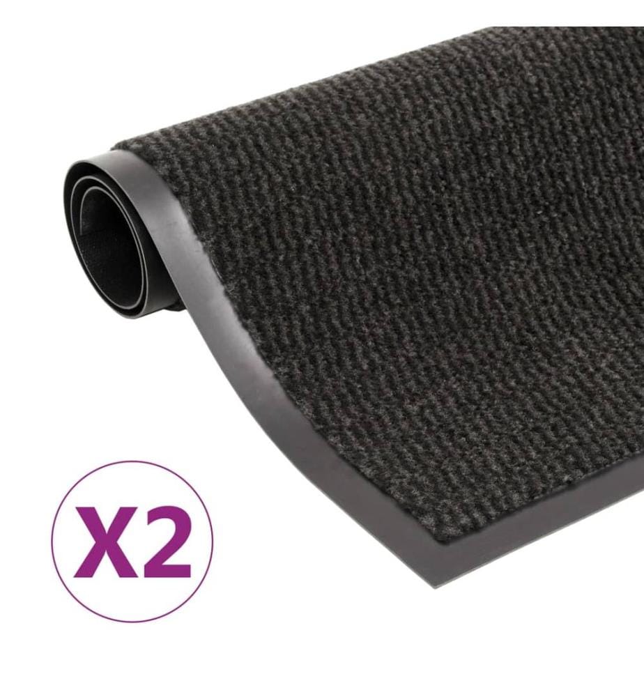 Schmutzfangmatten 2 Stk. Rechteckig Getuftet 80x120cm Schwarz