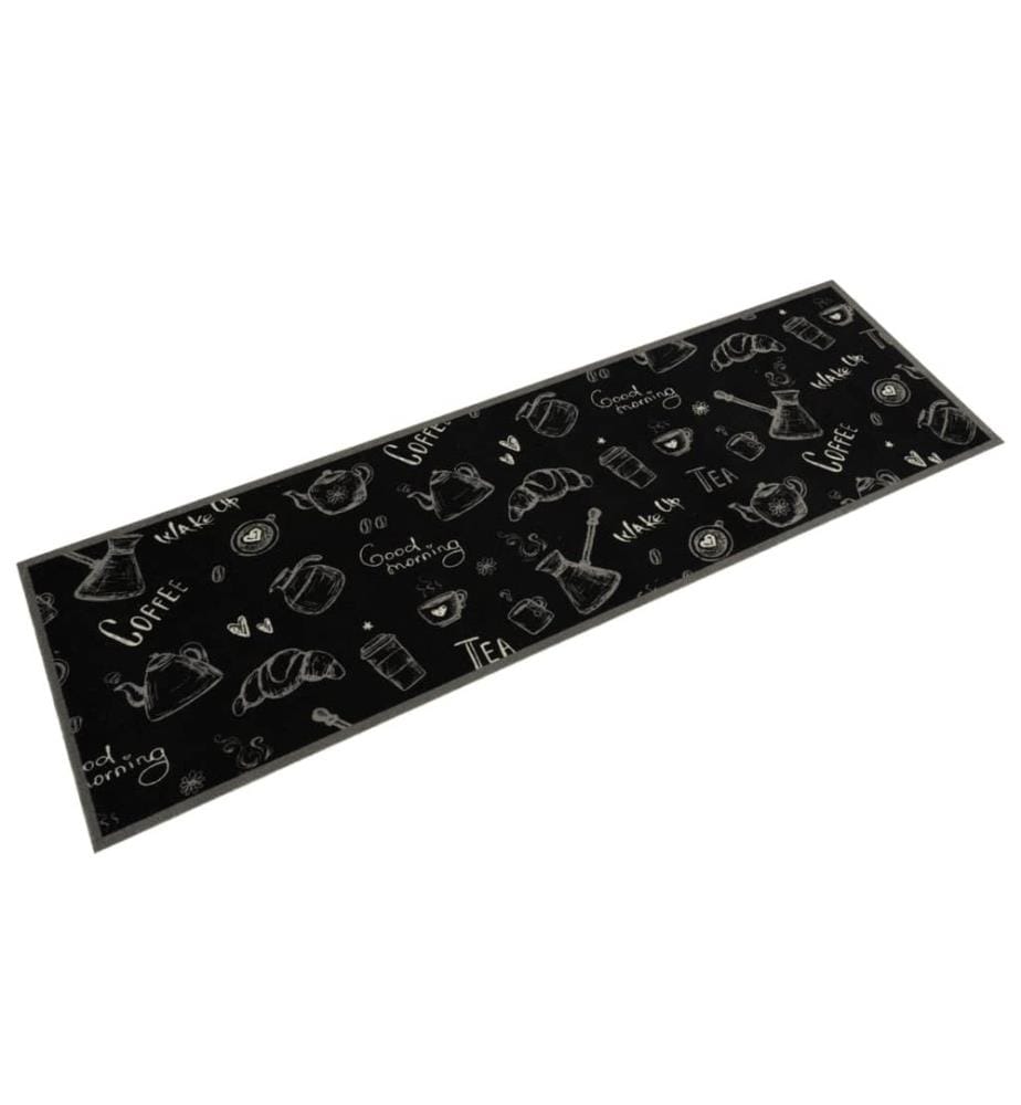 Tapis de cuisine lavable imprimé Morning noir 45x150 cm velours
