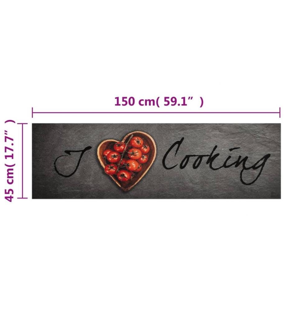 Tapis de cuisine lavable texte Cooking 45x150 cm velours