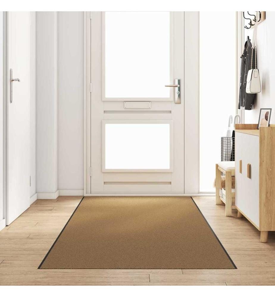 Tapis d'entrée Crème et noir 120 x 350 cm Polyamide et PVC