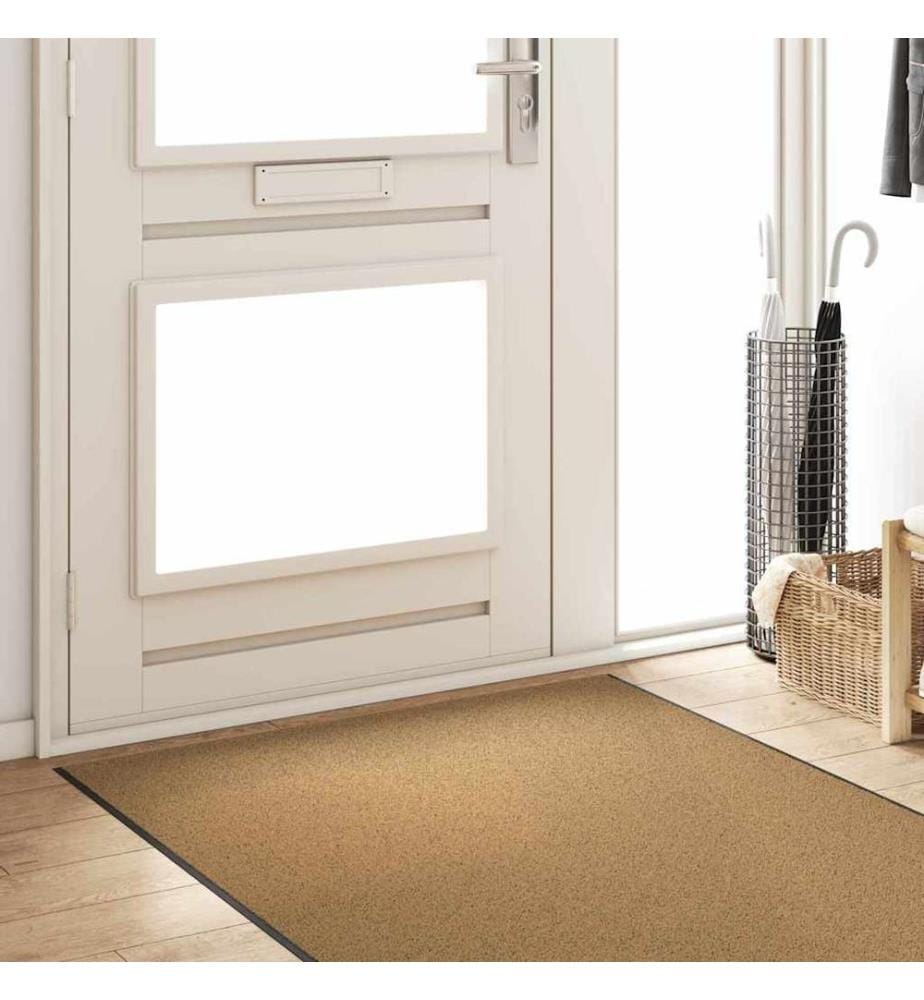 Tapis d'entrée Crème et noir 120 x 400 cm Polyamide et PVC