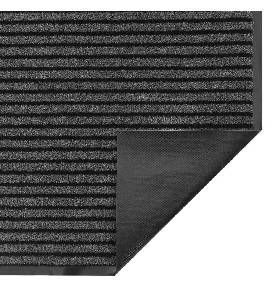 Paillasson noir et gris à rayures 115x300 cm