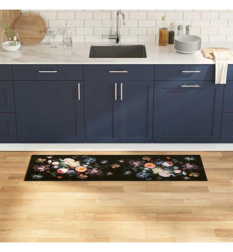 Tapis de Cuisine Noir 150 x 45 cm Velours