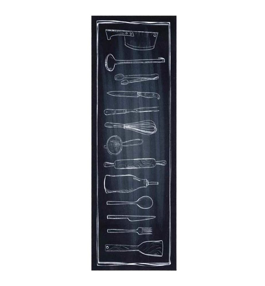 Tapis de Cuisine Noir 180 x 60 cm Velours