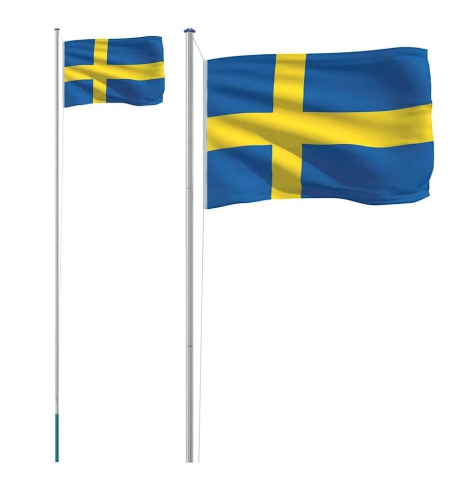 Drapeau de la Suède et mât 6,08 m Aluminium