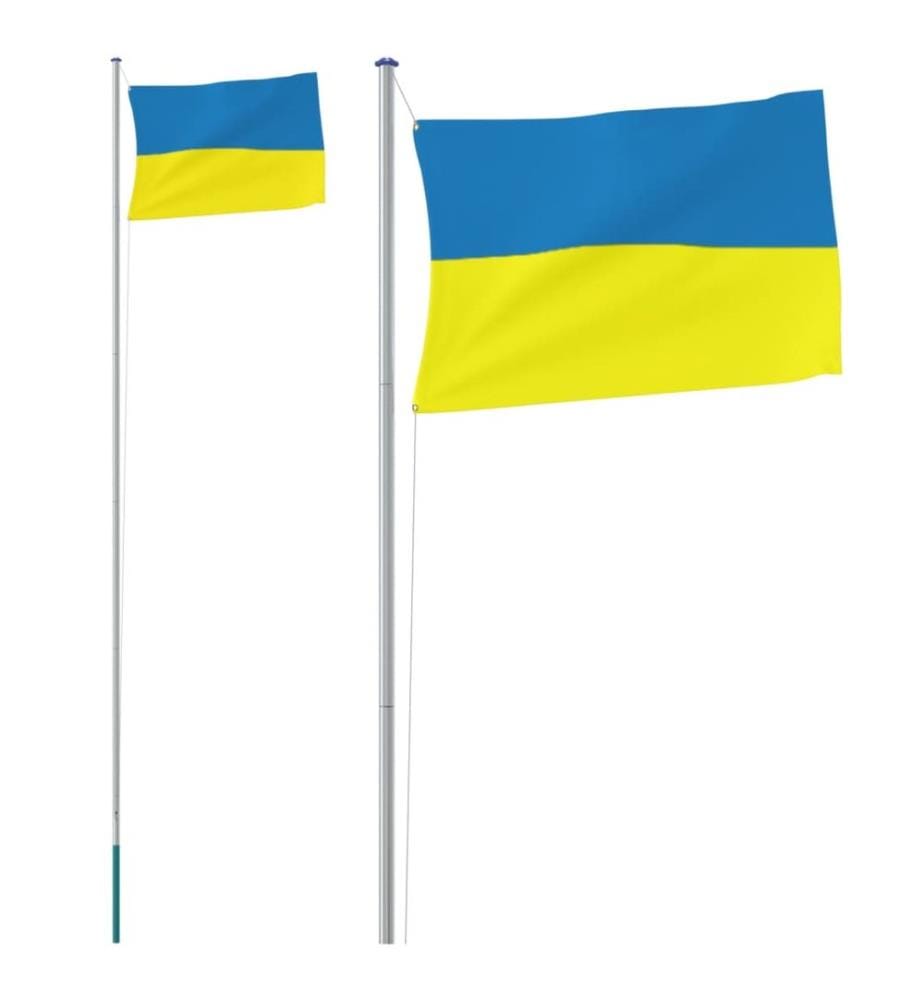 Drapeau de l'Ukraine et mât 6,23 m aluminium