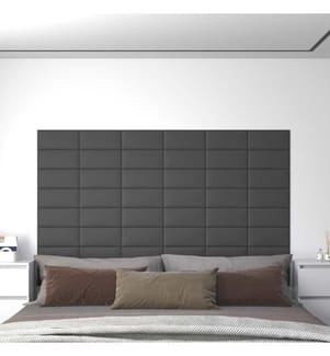Wandkopfteilen 12 pcs Grau 30 x 15 cm Stoff