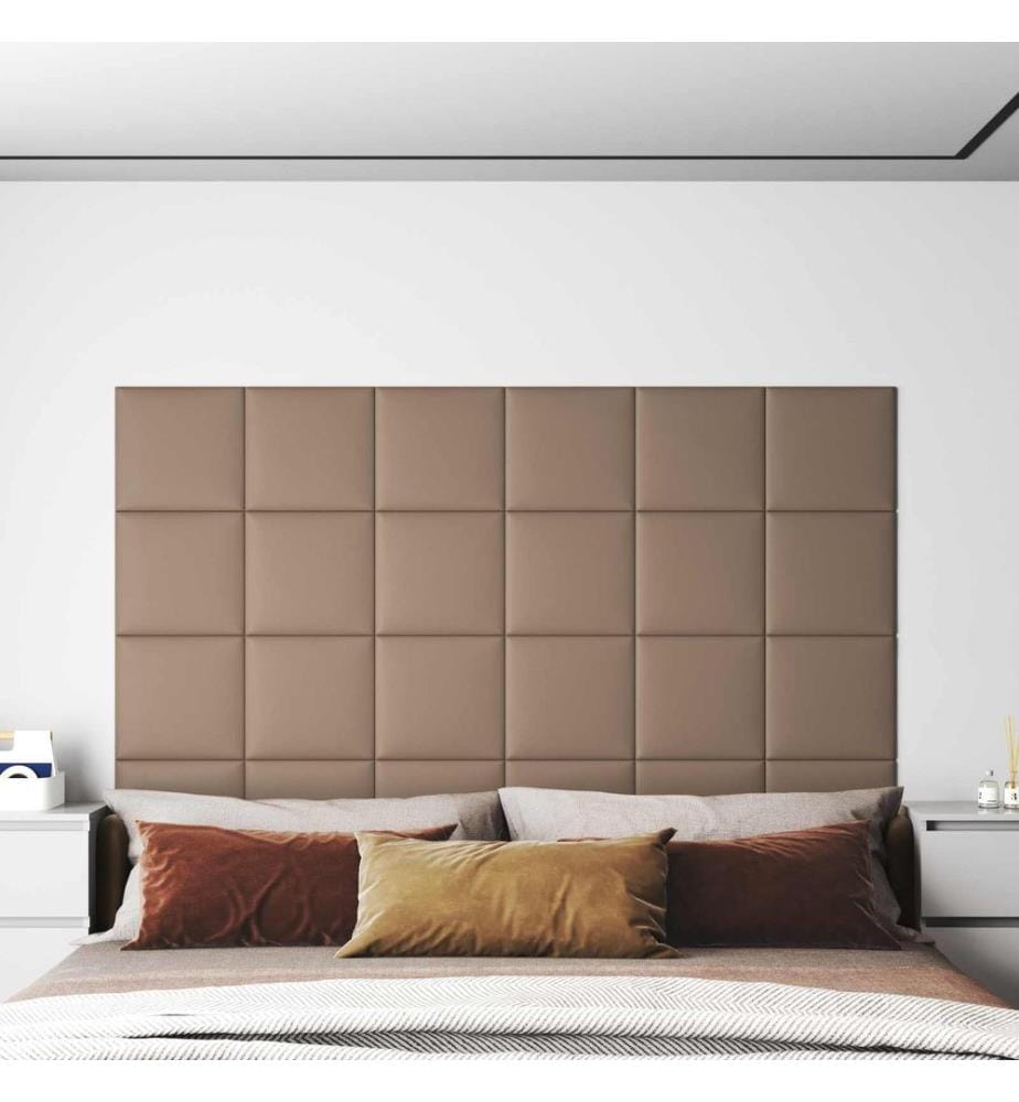 Tête de lit murale 12 pcs Cappuccino 30 x 30 cm tissu