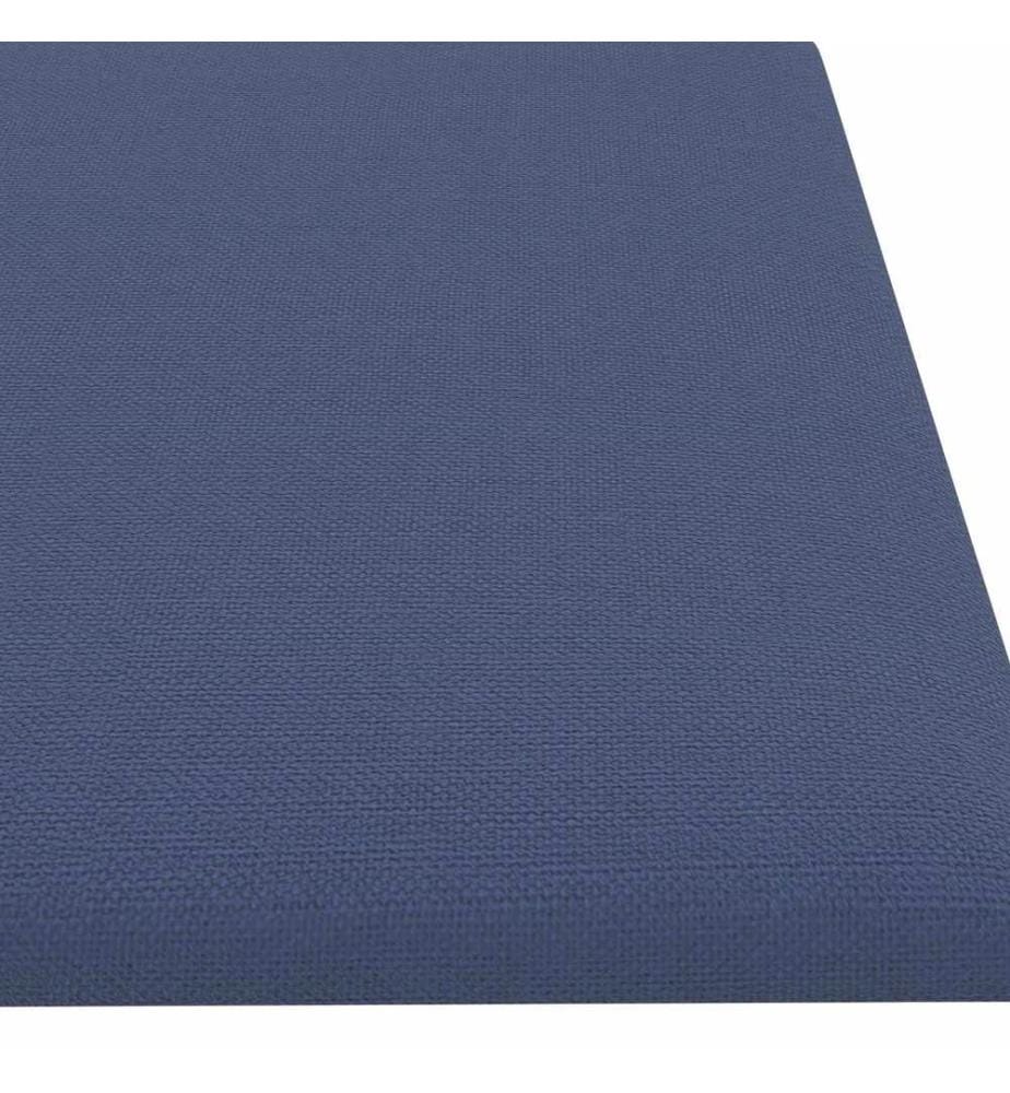 Tête de lit murale 12 pcs Bleu 60 x 15 cm tissu