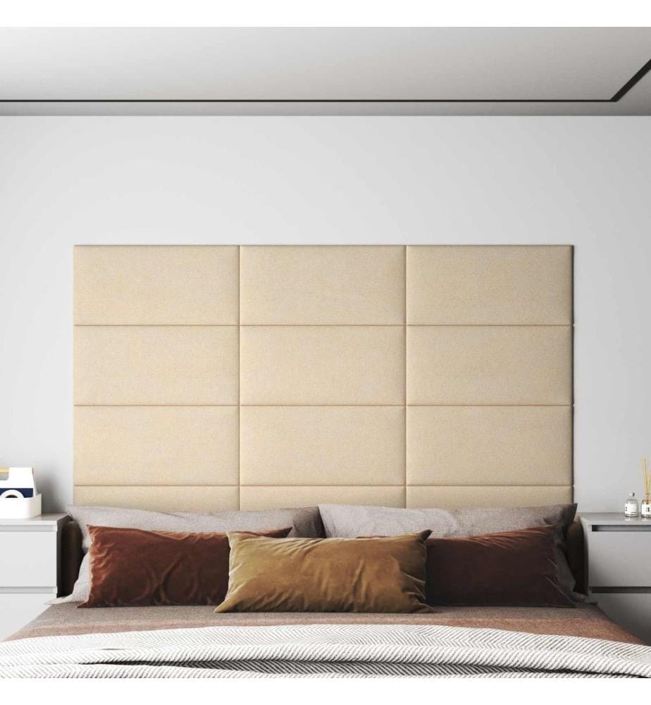 Tête de lit murale 12 pcs Crème 60 x 30 cm tissu