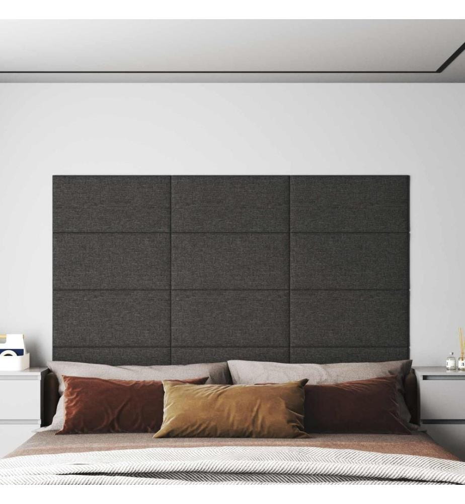 Tête de lit murale 12 pcs Gris foncé 60 x 30 cm tissu
