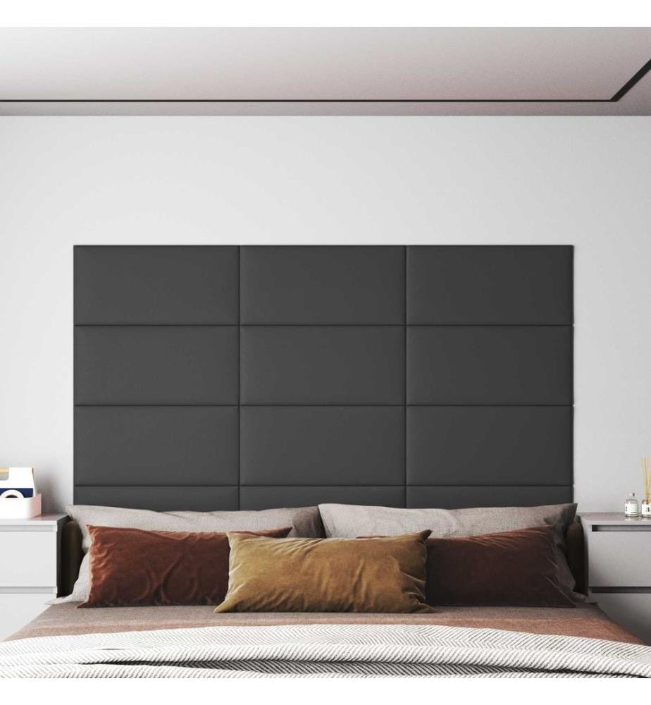 Tête de lit murale 12 pcs Gris 60 x 30 cm tissu