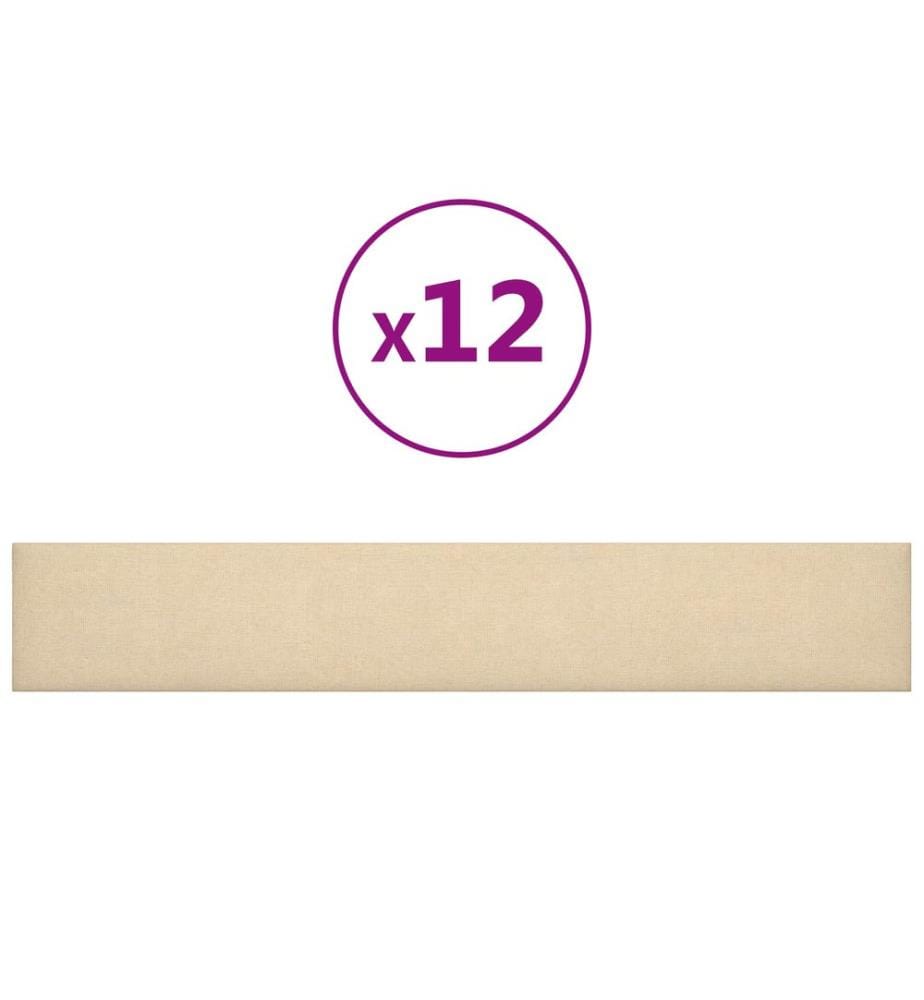 Tête de lit murale 12 pcs Crème 90 x 15 cm tissu