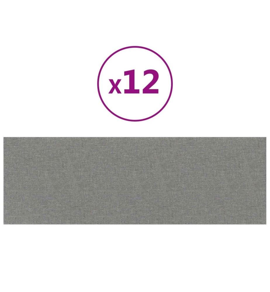 Tête de lit murale 12 pcs Gris clair 90 x 30 cm tissu
