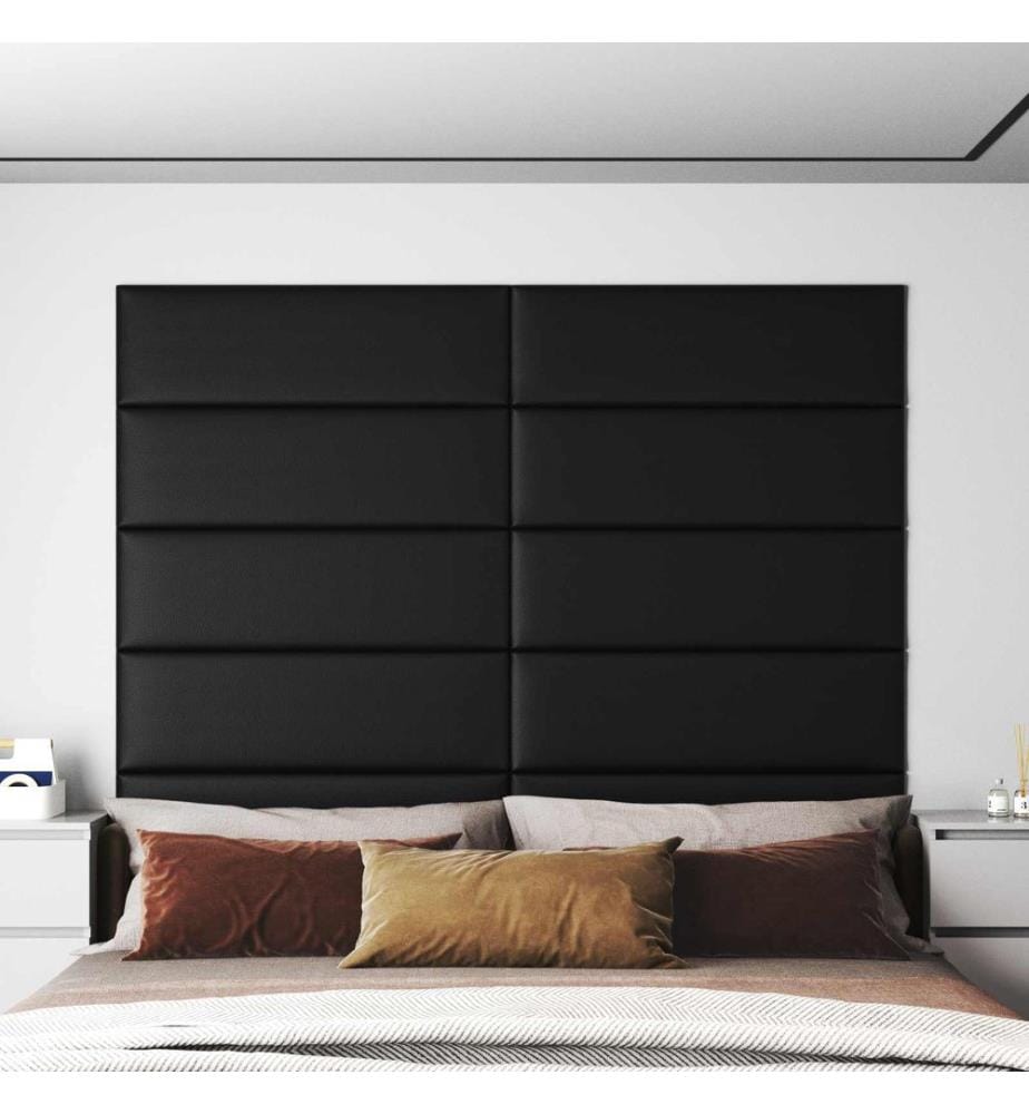Tête de lit murale 12 pcs Noir 90 x 30 cm tissu