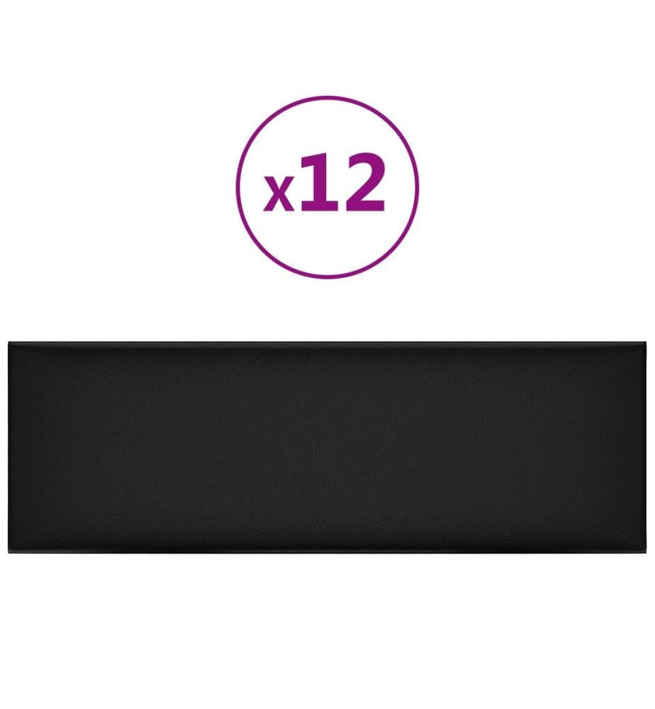 Tête de lit murale 12 pcs Noir 90 x 30 cm tissu