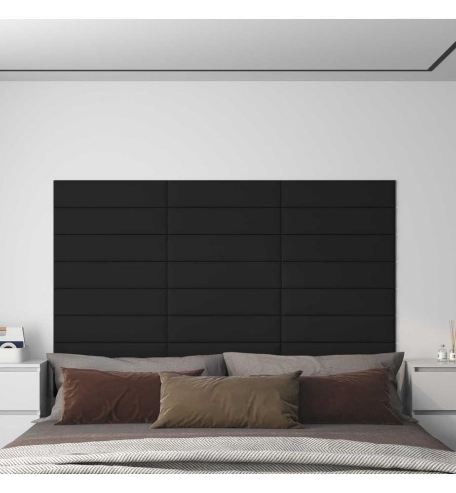 Tête de lit murale 12 pcs Noir 60 x 15 cm tissu
