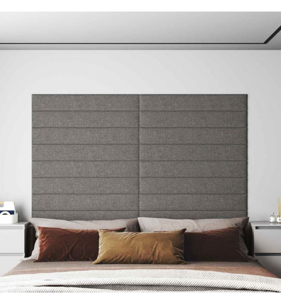 Tête de lit murale 12 pcs Gris clair 90 x 15 cm tissu