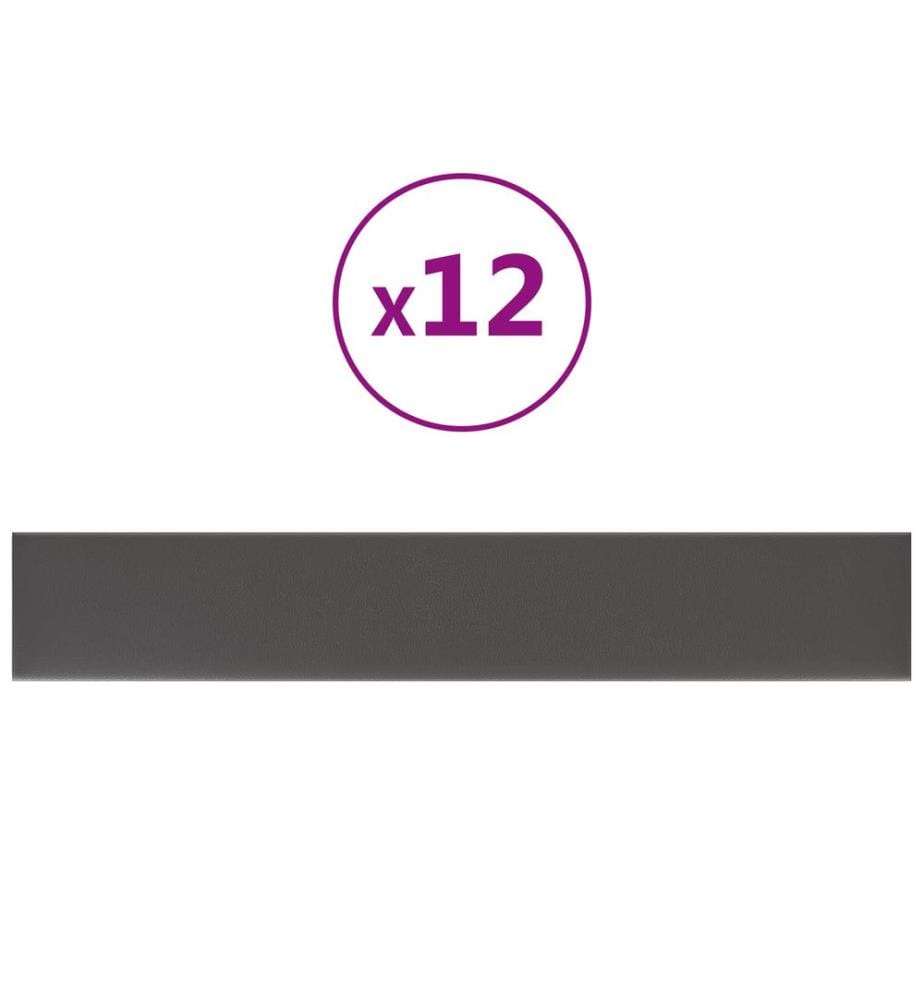 Tête de lit murale 12 pcs Gris 90 x 15 cm tissu