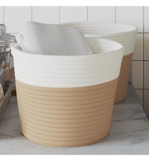 Aufbewahrungskörbe 2 Stk. Beige und Weiss Ø24x18 cm Baumwolle