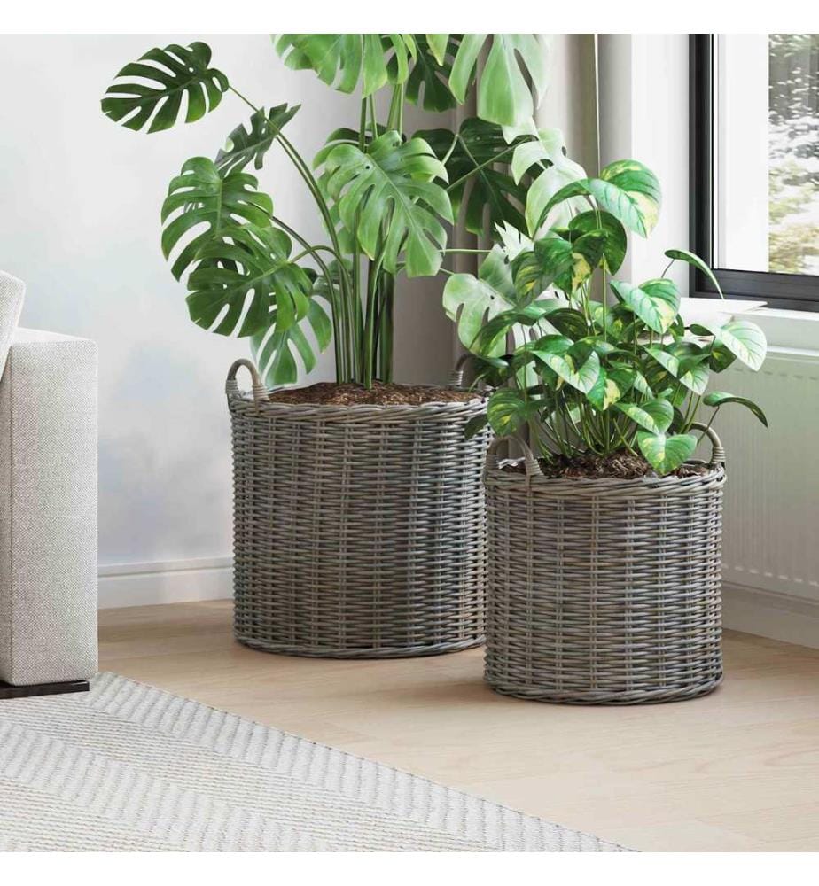 Blumentopf Körbchen mit Speicher 2 pcs Grau Lacak Rattan