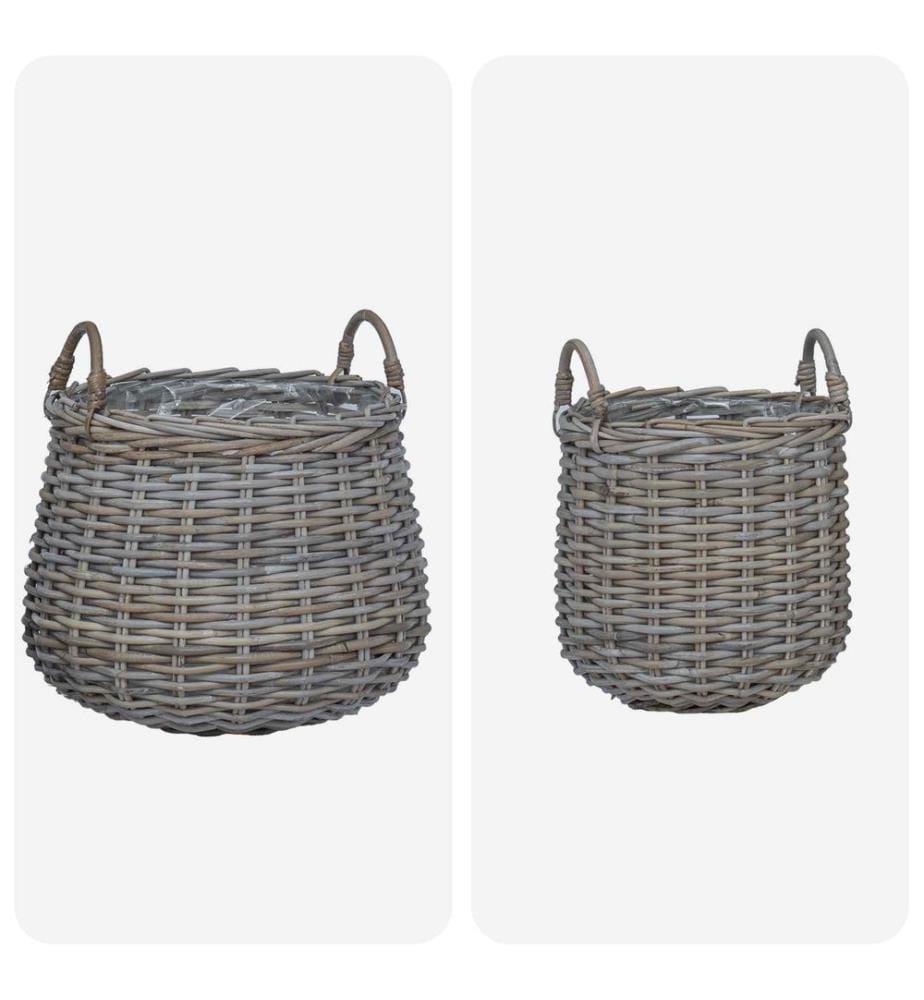Blumentopf Körbchen mit Speicher 2 pcs Grau Lacak Rattan