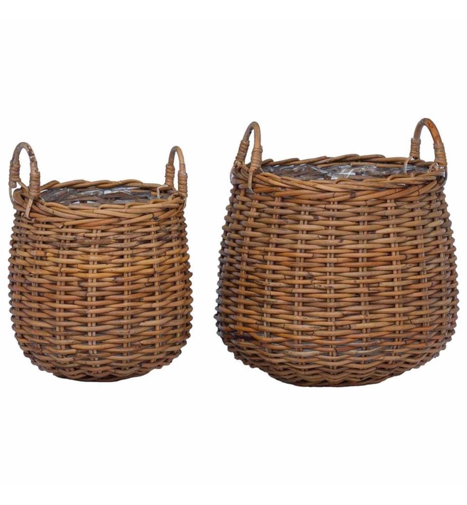 Blumentopf Körbchen mit Speicher 2 pcs Braun Lacak Rattan
