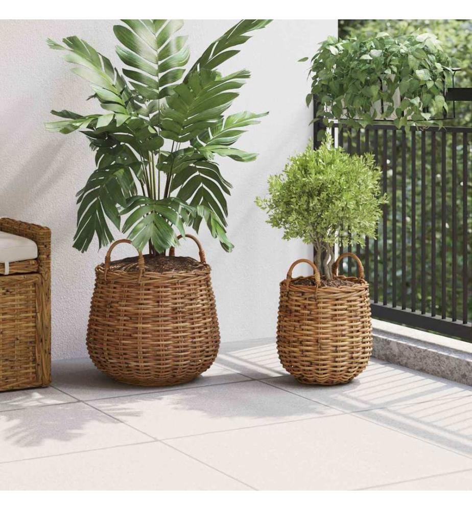 Blumentopf Körbchen mit Speicher 2 pcs Braun Lacak Rattan