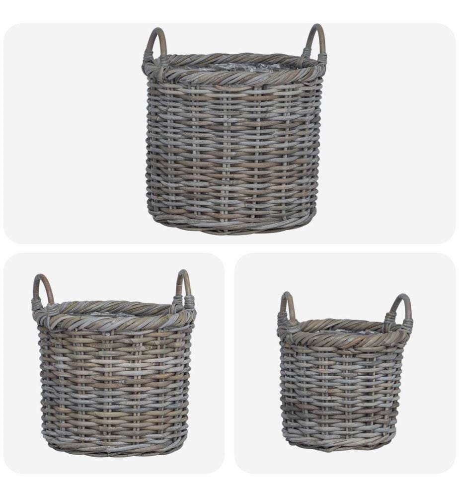 Blumentopfkorb mit Speicher 3 pcs Kubu Grau Kubu Rattan