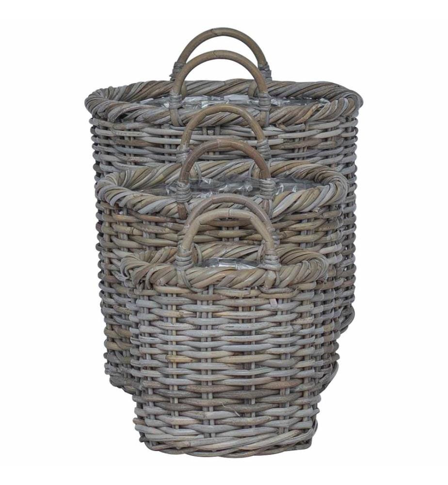 Blumentopfkorb mit Speicher 3 pcs Kubu Grau Kubu Rattan