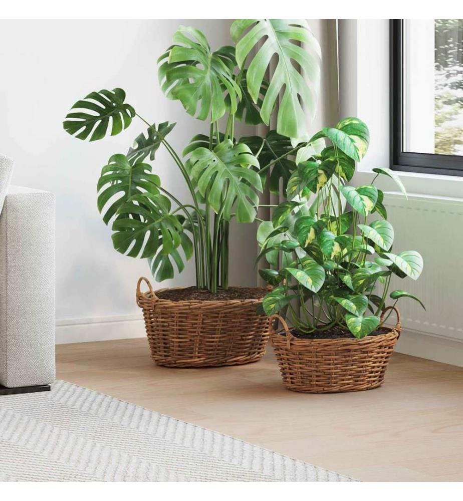 Blumentopfkorb mit Speicher 2 pcs Braun Lacak Rattan