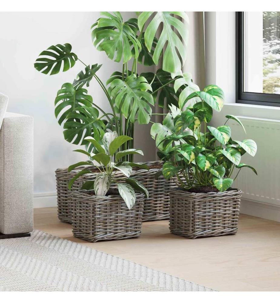 Blumentopfkorb mit Speicher 3 pcs Grau