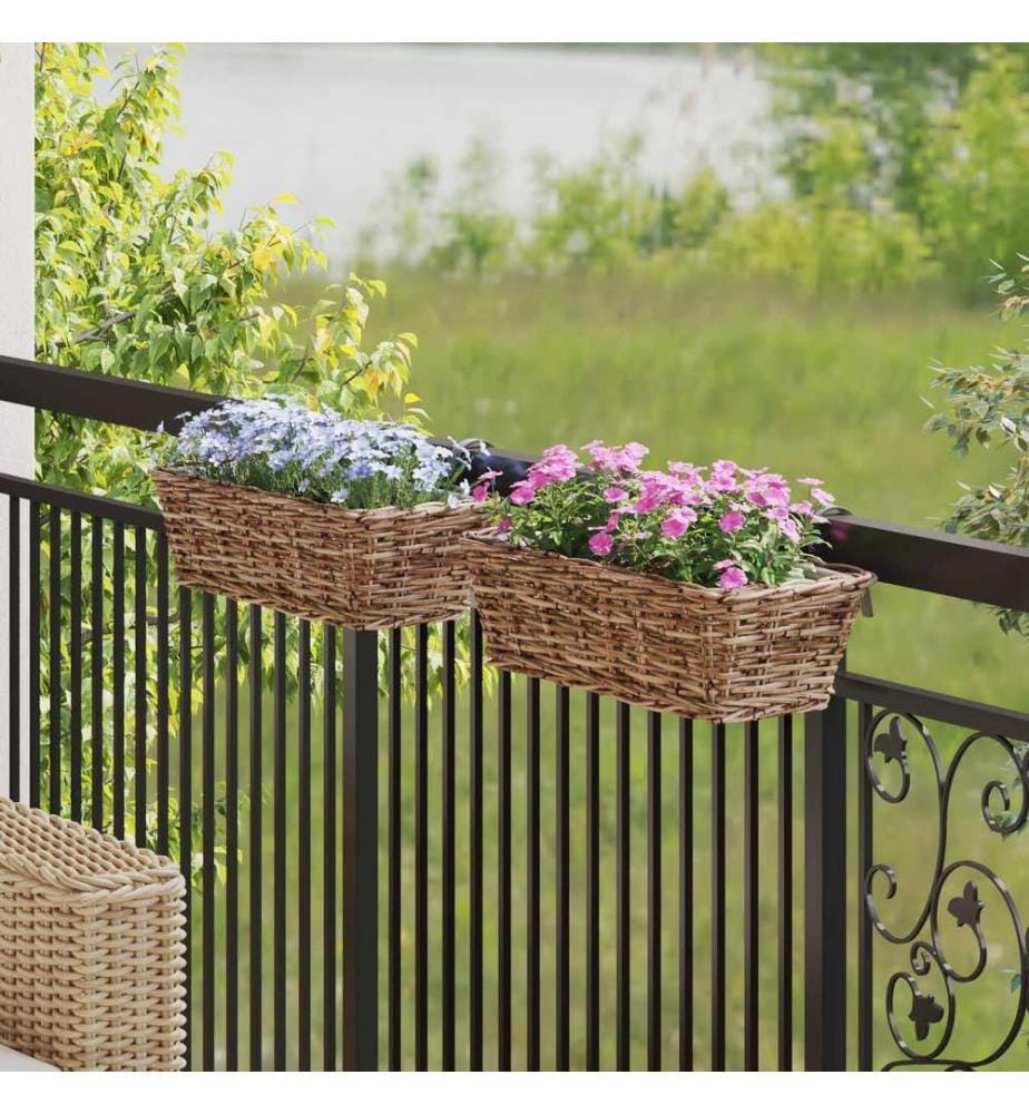 Hängender Blumentopf Korb 2 pcs Braun 48 x 22 x 15 cm
