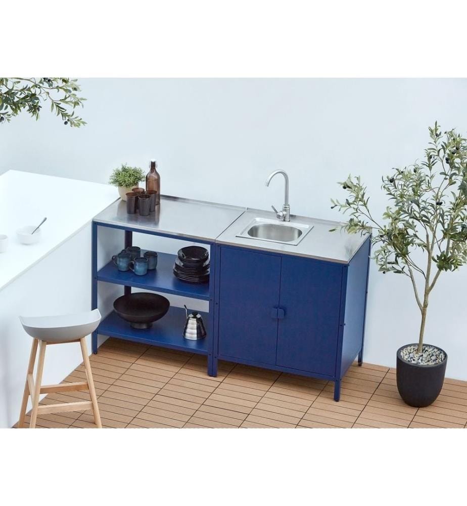 Set cucina da esterno 2 elementi con lavello VILAMA Metallo Blu