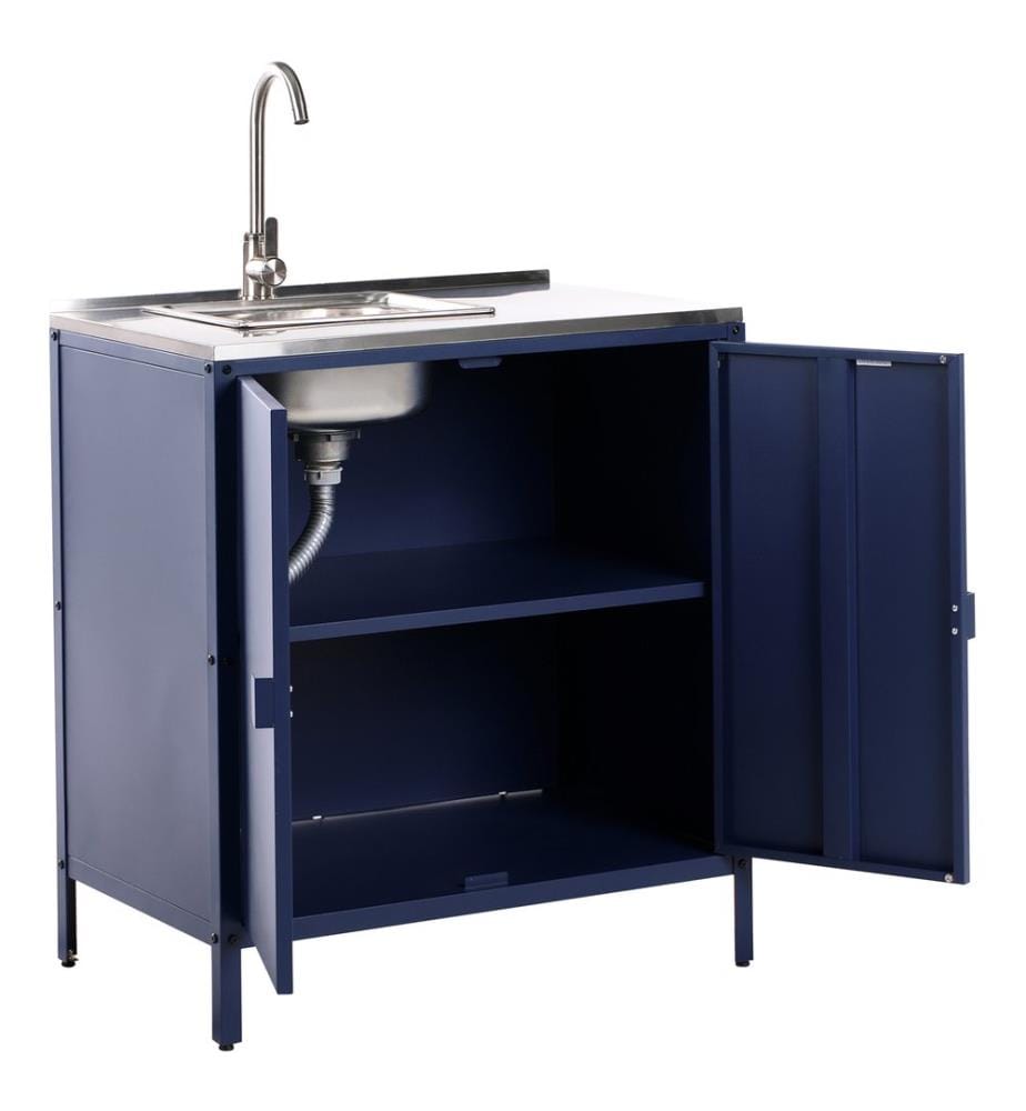 Set cucina da esterno 2 elementi con lavello VILAMA Metallo Blu