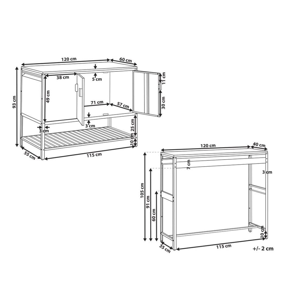 2 Piece Outdoor Kitchen Set with Bar Table MAENZA Metal Blue