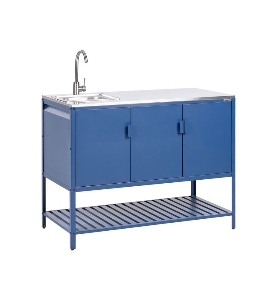 Meuble de cuisine d'extérieur avec évier MAENZA Métal Bleu