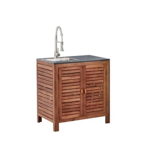 Mobile da cucina per esterni con lavello BRUCOLI Legno d'acacia Marrone/Argento