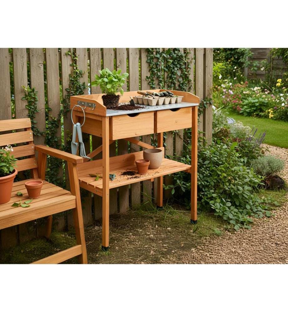 Table de rempotage RAVANUSA Bois de sapin 77 cm 37 cm Marron clair