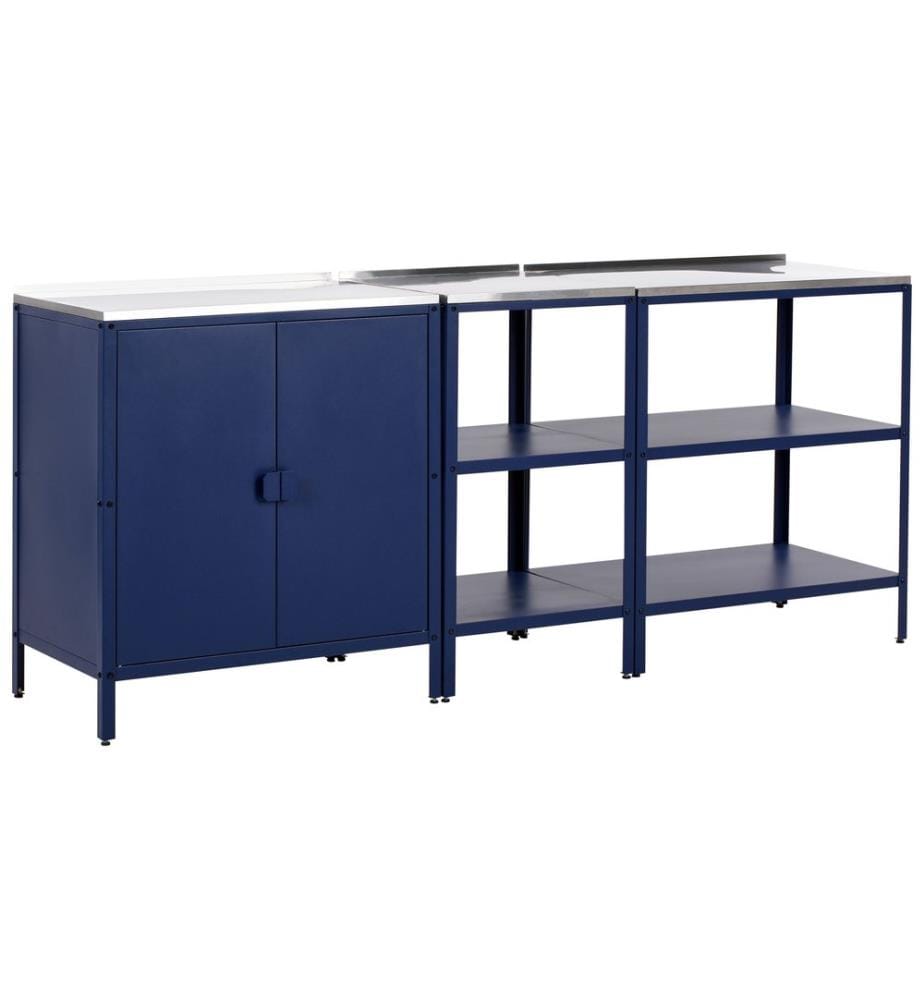Outdoor-Küche 3er Set VILAMA Metall Blau