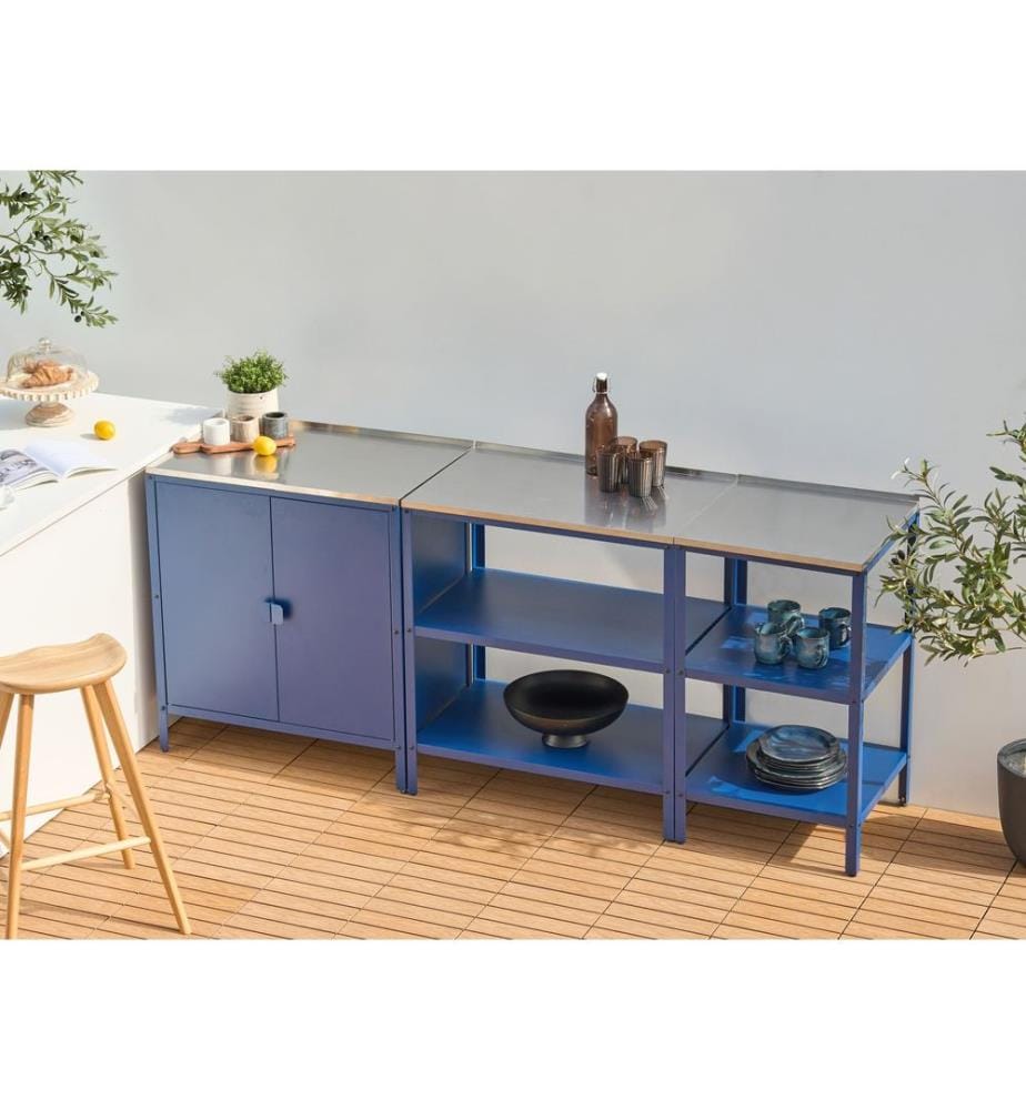 Outdoor-Küche 3er Set VILAMA Metall Blau
