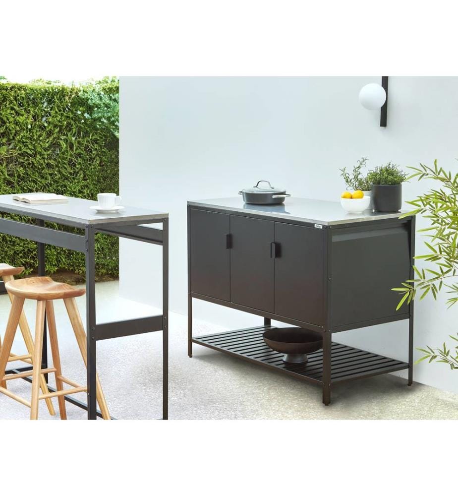 2 Piece Outdoor Kitchen Set with Bar Table MAENZA Metal Black