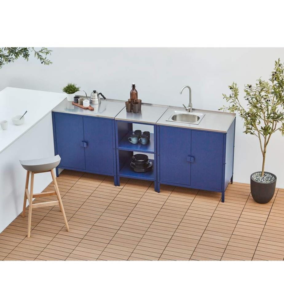 Cuisine d'extérieur 3 pièces avec évier VILAMA Métal Bleu